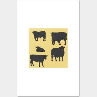 Angus Cattle Pattern Yellow Posters and Art